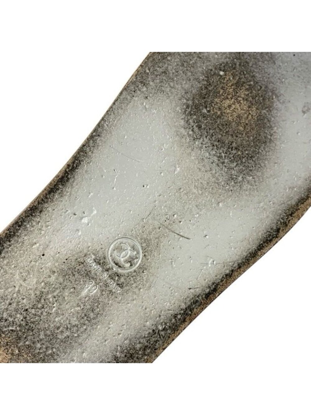 Chanel Sandals Shoes Leather Silver Coco Mark Velcro - Picture 8 of 10